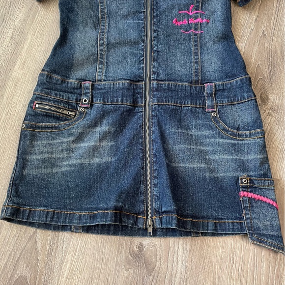 Vintage Apple Bottoms Sam’s Girl Large Denim Logo Womens Mini Dress - Picture 3 of 10